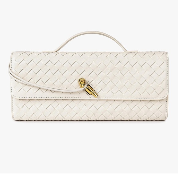 Few Moda Handbags - Few Moda - Chic Cream Woven Clutch and Crossbody Purse